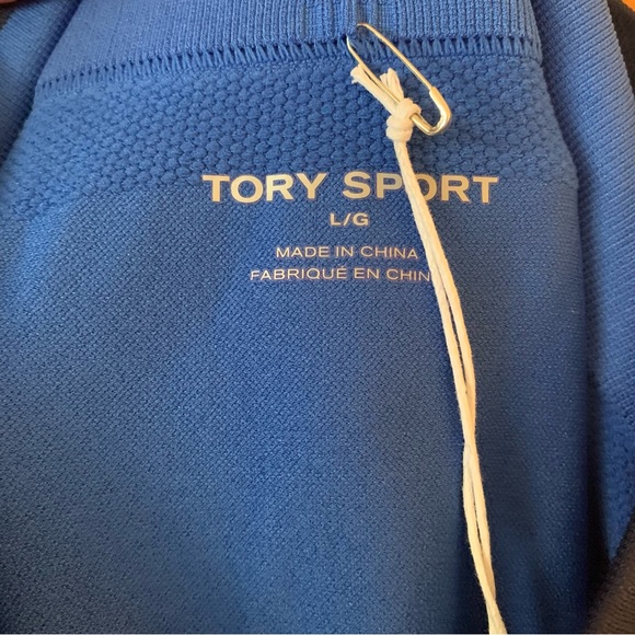 Tory Burch Sport NWT Seamless Contrast Chevron Legging LARGE Surf Blue/Tory Navy - Picture 5 of 5